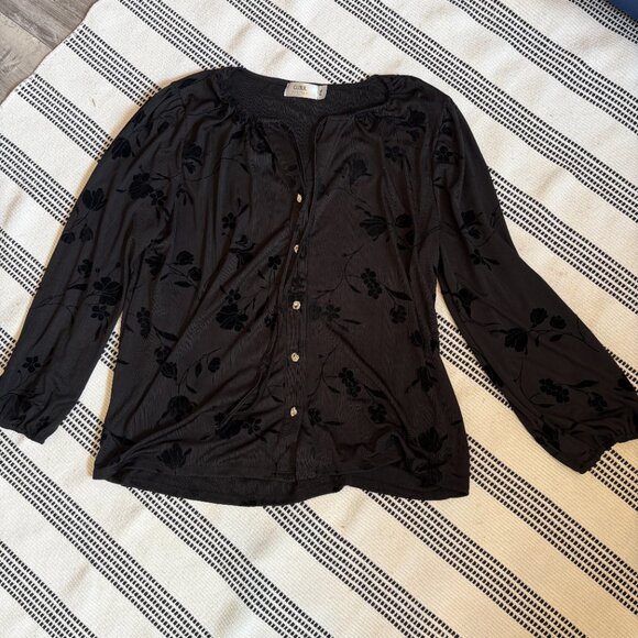 PXL Petite Black Roses Blouse Tie CURE - Picture 5 of 6